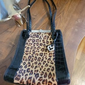 Leather and leopard purse Brighton